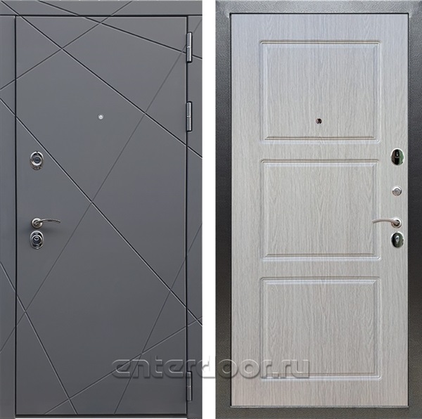 Входная дверь Армада Лофт ФЛ-3 (Графит софт / Дуб беленый) - фото 95157
