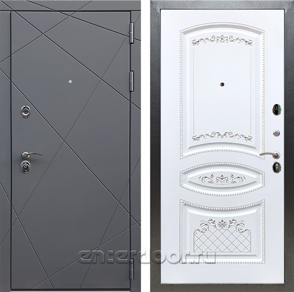 Входная дверь Армада Лофт ФЛ-316 (Графит софт / Белый патина Серебро) - фото 95179