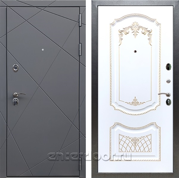 Входная дверь Армада Лофт ФЛ-317 (Графит софт / Белый патина Золото) - фото 95188