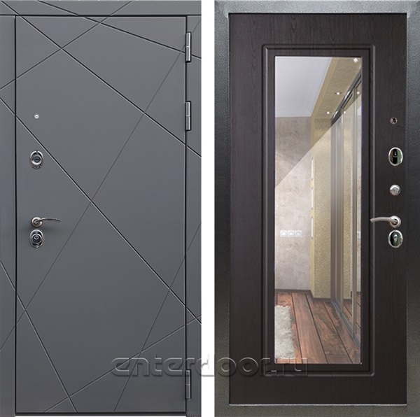 Входная дверь Армада Лофт с зеркалом ФЛЗ-120 (Графит софт / Венге) - фото 95191