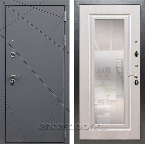 Входная дверь Армада Лофт с зеркалом ФЛЗ-120 (Графит софт / Лиственница беж) - фото 95195