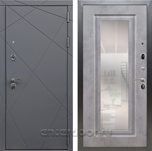 Входная дверь Армада Лофт с зеркалом ФЛЗ-120 (Графит софт / Бетон темный) - фото 95201