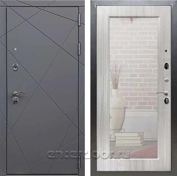 Входная дверь Армада Лофт с зеркалом Пастораль (Графит софт / Сандал белый) - фото 95209
