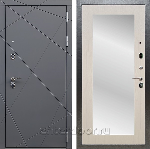 Входная дверь Армада Лофт с зеркалом Пастораль (Графит софт / Лиственница беж) - фото 95213