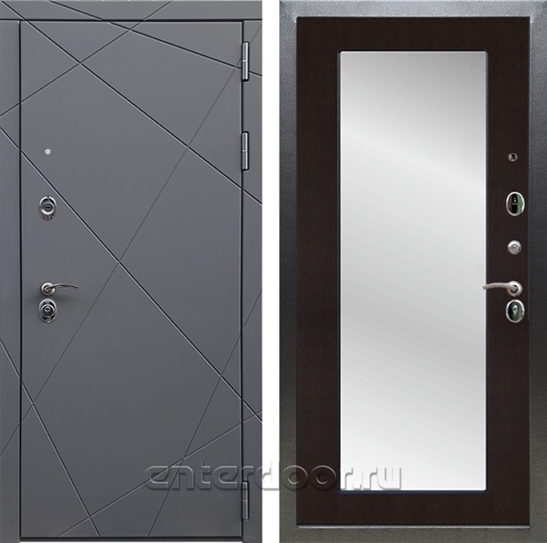 Входная дверь Армада Лофт с зеркалом Пастораль (Графит софт / Венге) - фото 95215