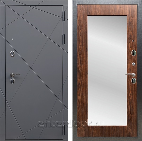 Входная дверь Армада Лофт с зеркалом Пастораль (Графит софт / Берёза морёная) - фото 95221