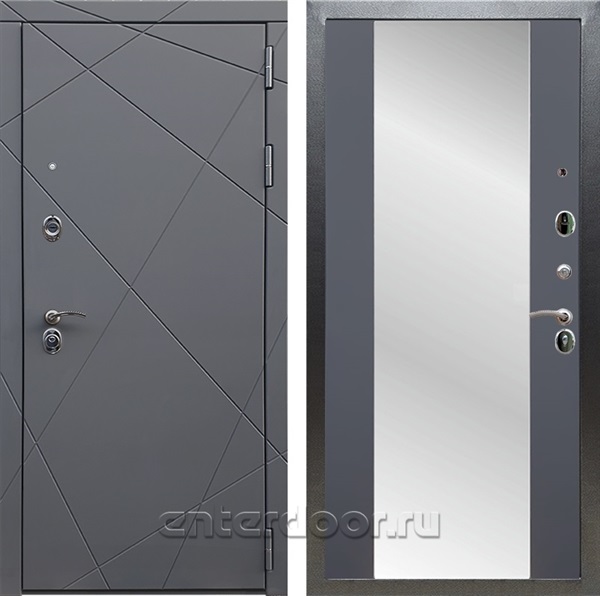 Входная дверь Армада Лофт с зеркалом СБ-16 (Графит софт / Графит софт) - фото 95237