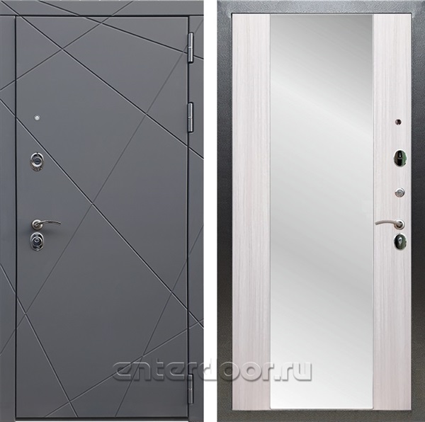 Входная дверь Армада Лофт с зеркалом СБ-16 (Графит софт / Сандал белый) - фото 95243