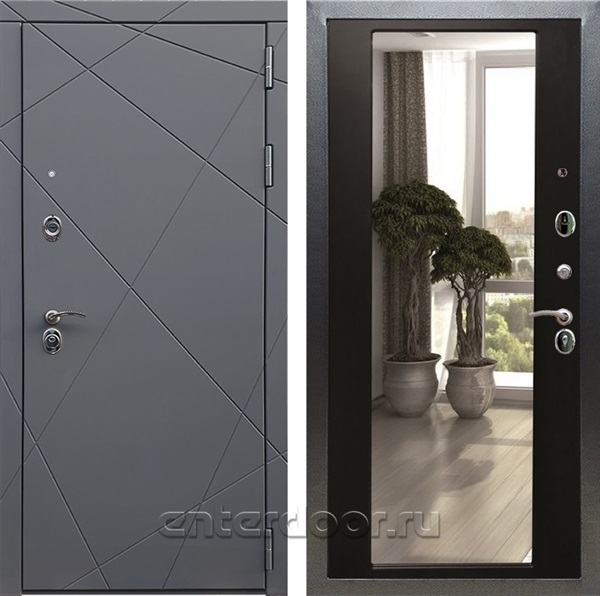 Входная дверь Армада Лофт с зеркалом 2XL (Графит софт / Венге) - фото 95289