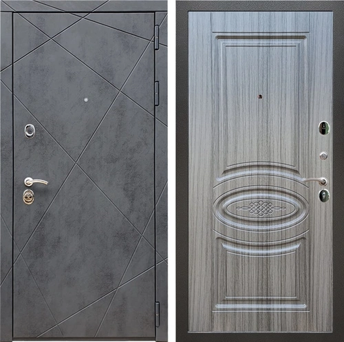 Входная дверь Лофт ФЛ-181 (Бетон тёмный / Сандал серый) для установки в квартиру 23858