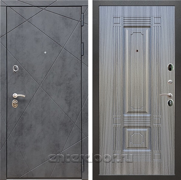 Входная дверь Армада Лофт ФЛ-2 (Бетон тёмный / Сандал серый) - фото 97373