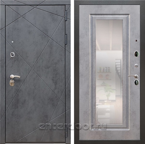 Входная дверь Армада Лофт с зеркалом ФЛЗ-120 (Бетон тёмный / Бетон темный) - фото 97485