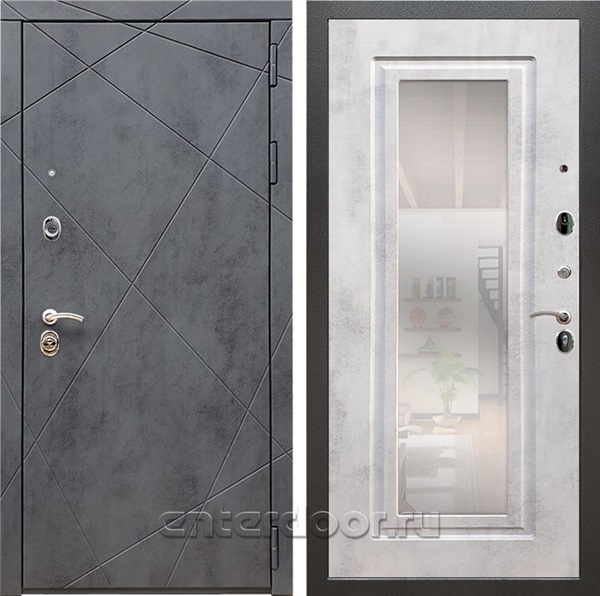 Входная дверь Армада Лофт с зеркалом ФЛЗ-120 (Бетон тёмный / Бетон светлый) - фото 97487