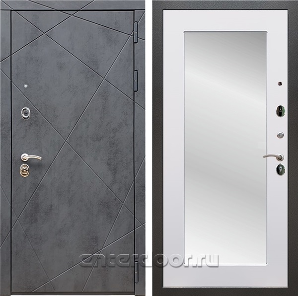 Входная дверь Армада Лофт с зеркалом Пастораль (Бетон тёмный / Белый матовый) - фото 97497