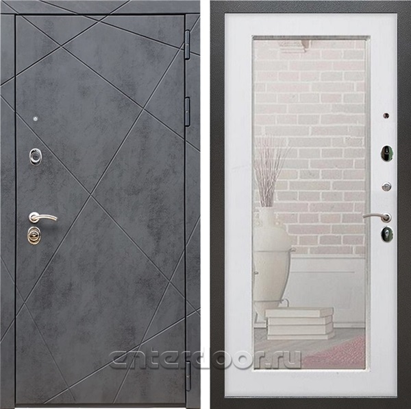 Входная дверь Армада Лофт с зеркалом Пастораль (Бетон тёмный / Белый ясень) - фото 97503