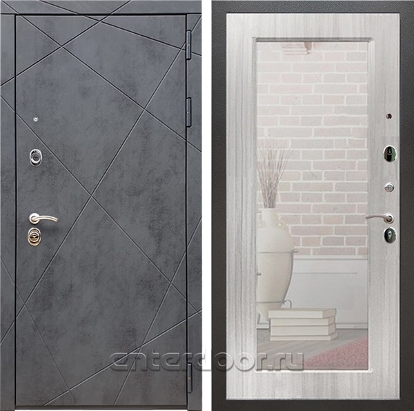 Входная дверь Армада Лофт с зеркалом Пастораль (Бетон тёмный / Сандал белый) - фото 97505
