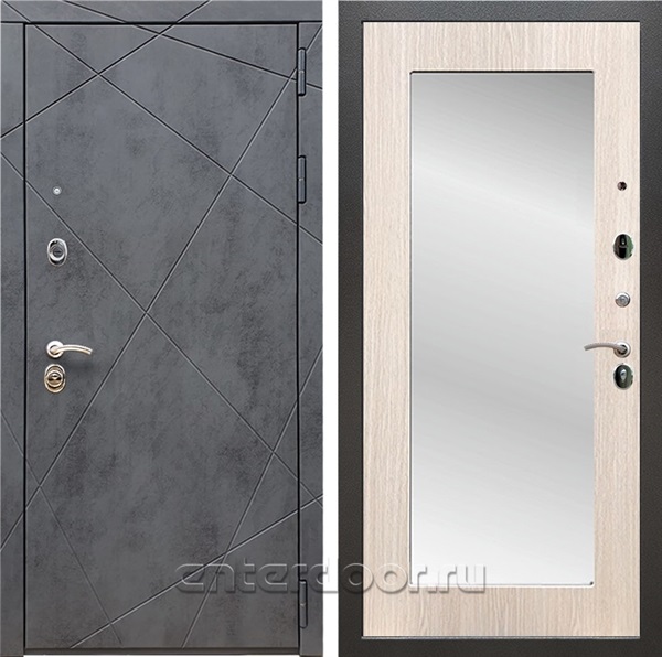Входная дверь Армада Лофт с зеркалом Пастораль (Бетон тёмный / Дуб белёный) - фото 97507