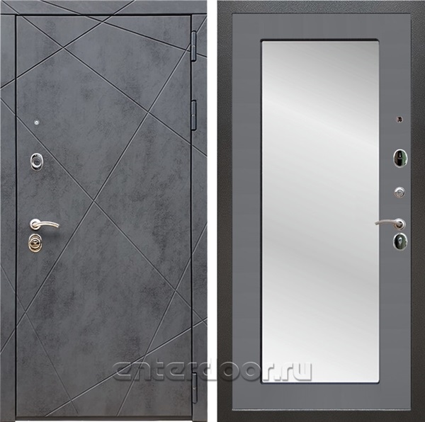 Входная дверь Армада Лофт с зеркалом Пастораль (Бетон тёмный / Графит софт) - фото 97513