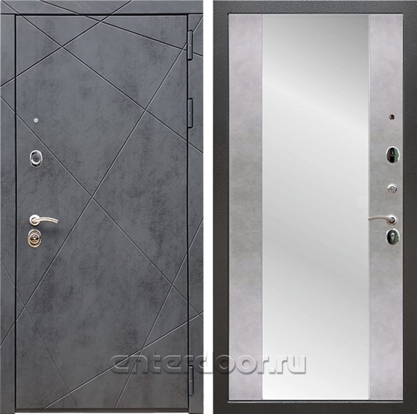 Входная дверь Армада Лофт с зеркалом СБ-16 (Бетон тёмный / Бетон светлый) - фото 97529