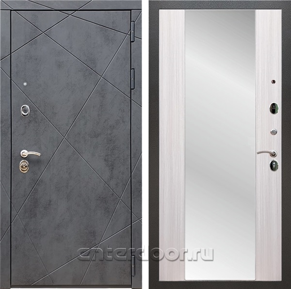 Входная дверь Армада Лофт с зеркалом СБ-16 (Бетон тёмный / Сандал белый) - фото 97533