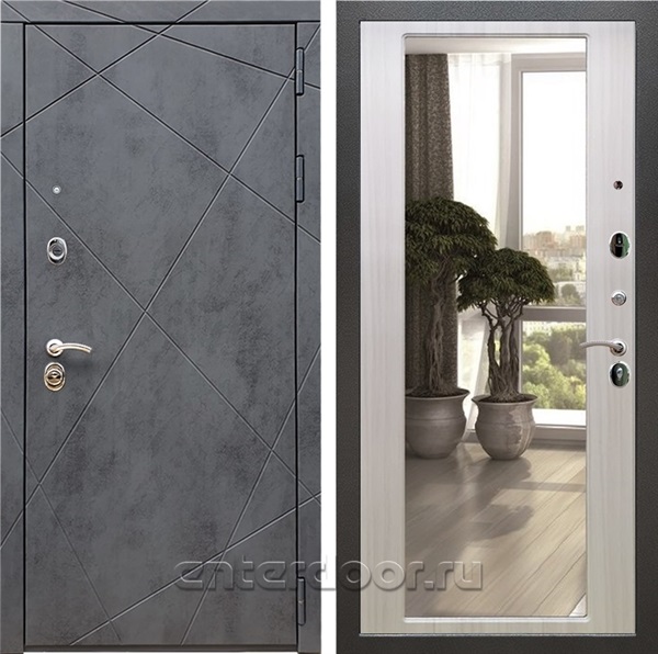 Входная дверь Армада Лофт с зеркалом 2XL (Бетон тёмный / Сандал белый) - фото 97567