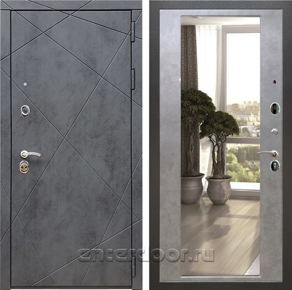 Входная дверь Армада Лофт с зеркалом 2XL (Бетон тёмный / Бетон темный) - фото 97597