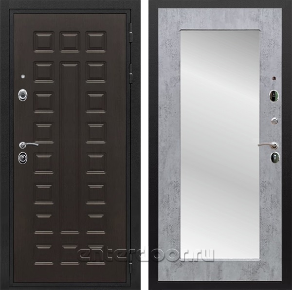 Входная металлическая дверь Сенатор Престиж с зеркалом Оптима (Венге / Бетон тёмный)