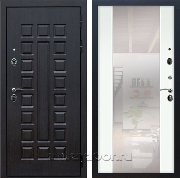 Входная металлическая дверь Сенатор 3К Премиум с зеркалом Максимум (Венге / Ясень белый)