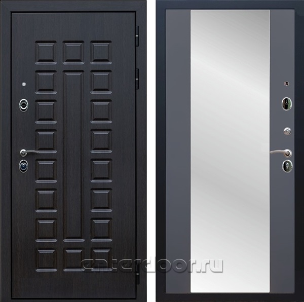 Входная металлическая дверь Сенатор 3К Премиум с зеркалом Максимум (Венге / Графит софт)