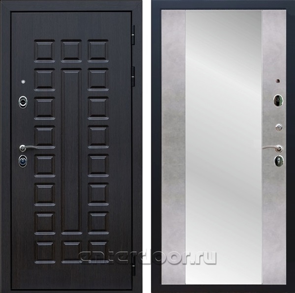 Входная металлическая дверь Сенатор 3К Премиум с зеркалом Максимум (Венге / Бетон светлый)