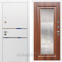 Входная металлическая дверь Сенатор Бастион с зеркалом (Белый матовый / Берёза морёная)