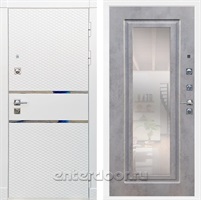 Входная металлическая дверь Сенатор Бастион с зеркалом (Белый матовый / Бетон темный)