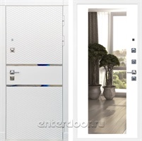 Входная металлическая дверь Сенатор Бастион с зеркалом 2XL (Белый матовый / Белый матовый)