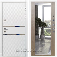 Входная металлическая дверь Сенатор Бастион с зеркалом 2XL (Белый матовый / Беленый дуб)
