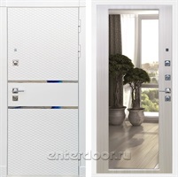 Входная металлическая дверь Сенатор Бастион с зеркалом 2XL (Белый матовый / Сандал белый)