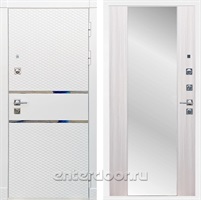Входная металлическая дверь Сенатор Бастион с зеркалом Максимум (Белый матовый / Сандал белый)