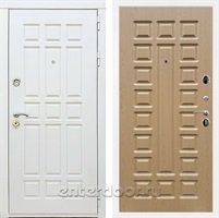 Входная металлическая дверь Сиэтл White ФЛ-183 (Белый матовый / Дуб светлый)