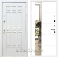 Входная металлическая дверь Сиэтл White с зеркалом СБ-19 (Белый матовый / Белый матовый)