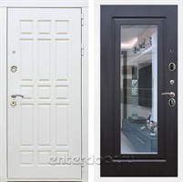 Входная металлическая дверь Сиэтл White с зеркалом (Белый матовый / Венге)