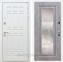 Входная металлическая дверь Сиэтл White с зеркалом (Белый матовый / Бетон темный)