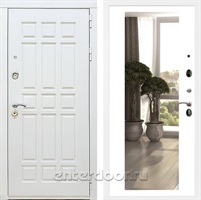 Входная металлическая дверь Сиэтл White с зеркалом 2XL (Белый матовый / Белый матовый)