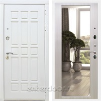 Входная металлическая дверь Сиэтл White с зеркалом 2XL (Белый матовый / Сандал белый)