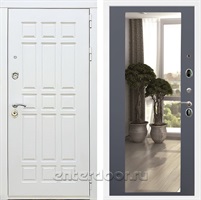 Входная металлическая дверь Сиэтл White с зеркалом 2XL (Белый матовый / Графит софт)