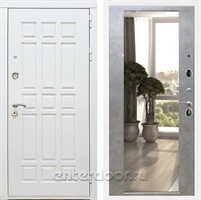 Входная металлическая дверь Сиэтл White с зеркалом 2XL (Белый матовый / Бетон темный)