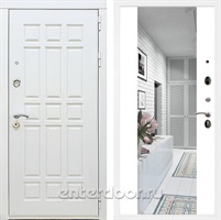Входная металлическая дверь Сиэтл White с зеркалом Максимум (Белый матовый / Белый матовый)