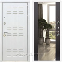 Входная металлическая дверь Сиэтл White с зеркалом Максимум (Белый матовый / Венге)
