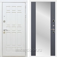 Входная металлическая дверь Сиэтл White с зеркалом Максимум (Белый матовый / Графит софт)