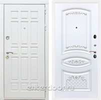 Входная металлическая дверь Сиэтл White ФЛ-316 (Белый матовый / Белый патина Серебро)