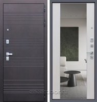 Входная металлическая дверь АСД Дуэт с Зеркалом СБ-16 (Белая лиственница)