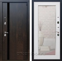 Входная металлическая дверь Премьер 3К с зеркалом Оптима (Тиковое дерево / Белый ясень)
